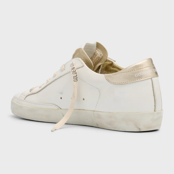 Authentic Golden Goose Super-Star Leather Sneakers Size 37 White and Gold - Picture 2 of 9